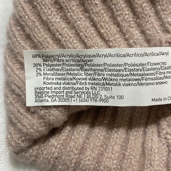 NEW SET-SILVER METALLIC FIBER STITCHING MAUVE HAT & GLOVES W/ BROWN BOW - Picture 5 of 7